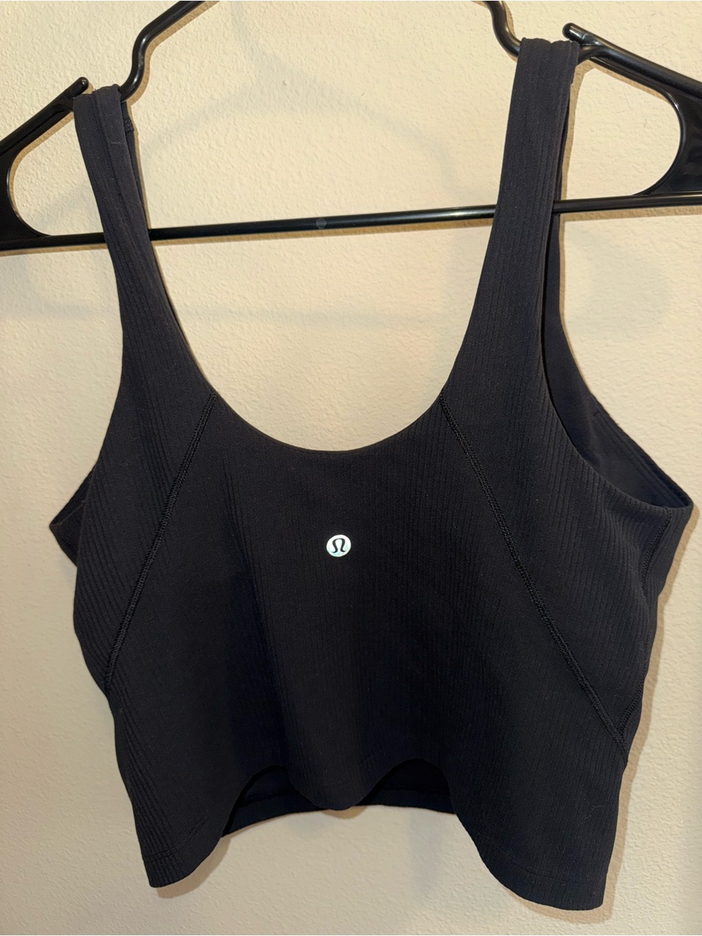 Lululemon athletica Black Ribbed Scoop Sports Bra Crop Top